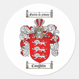 COUGHLIN FAMILIE CREST - COUGHLIN WAPEN RONDE STICKER