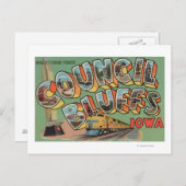 Council Bluffs, Iowa - Large Letter Scenes Briefkaart (Voorkant / Achterkant)