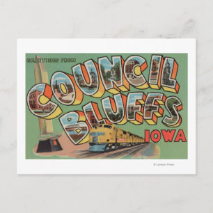Council Bluffs, Iowa - Large Letter Scenes Briefkaart