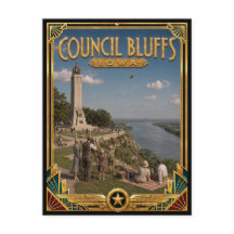 Council Bluffs Iowa Vintage Art Deco Gouden Tijdpe
