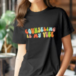 Counseling is mijn vibe T-shirt, counselor, therap T-shirt<br><div class="desc">Groovy 'counseling is mijn vibe' T-shirt. Het is een fantastisch geschenk voor iedereen die adviseert,  inclusief schoolbegeleiders,  therapeuten,  psychologen en advocaten.</div>