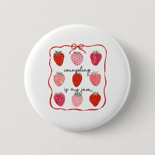 Counseling Is My Jam Aardbei Counselor Mentale G Ronde Button 5,7 Cm