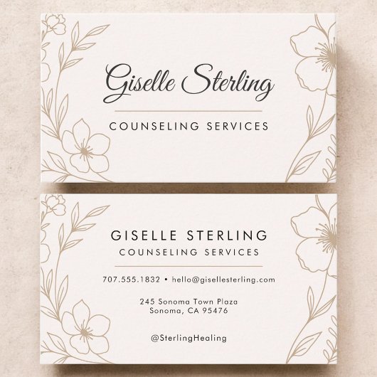 Counseling Services Botanical Floral  Visitekaartje
