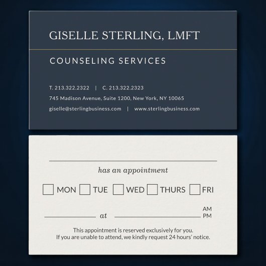 Counseling Services Office Appointment Reminder Visitekaartje