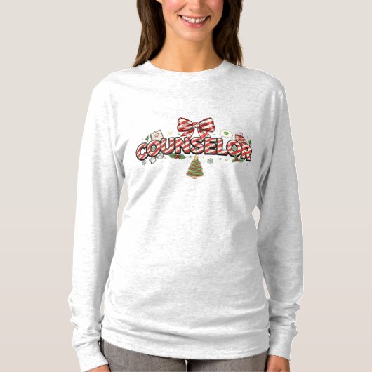 Counselor Christmas Long Sleeve – Playful Holiday T-shirt (Voorkant)