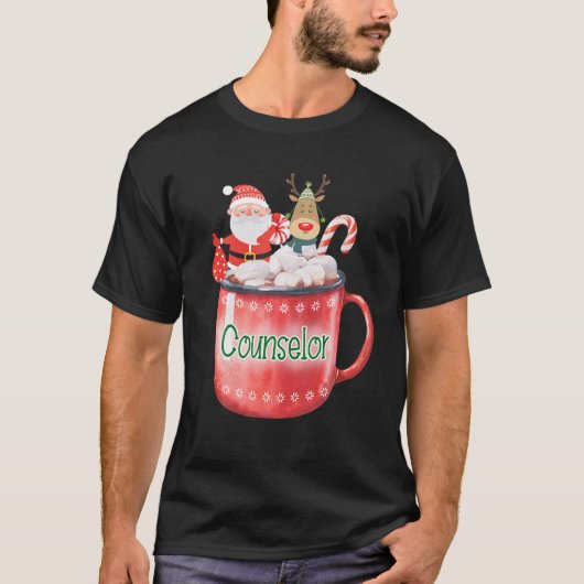 Counselor Kerstman Sinterklaas Candy Cane Rudolph T-shirt (Voorkant)