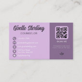 Counselor Lavender Paarse QR Code Foto Visitekaartje (Voorkant)