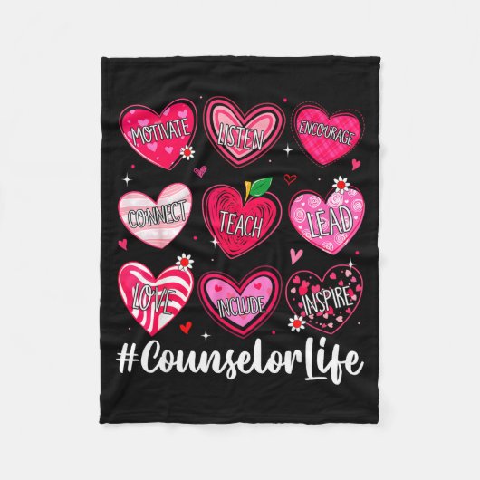 Counselor Life School Counseling Hearts School Val Fleece Deken (Voorkant)