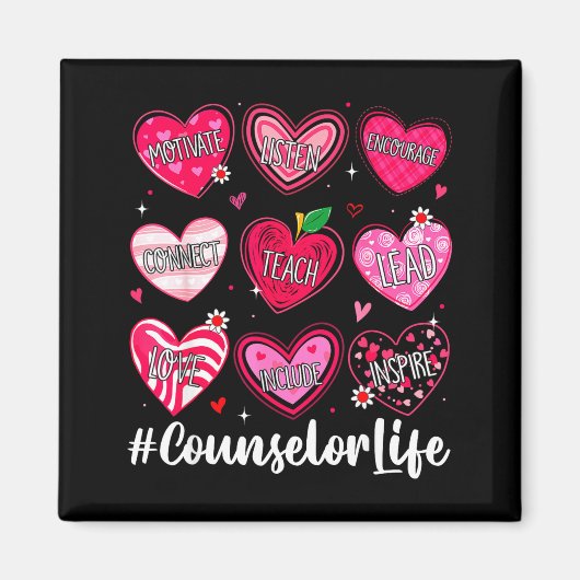 Counselor Life School Counseling Hearts School Val Magneet (Voorkant)