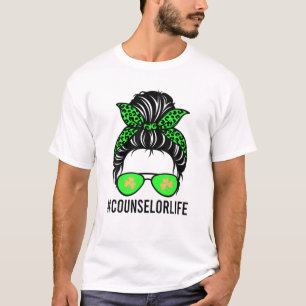 Counselor Messy Bun St Patricks Day Funny Irish Mo T-shirt