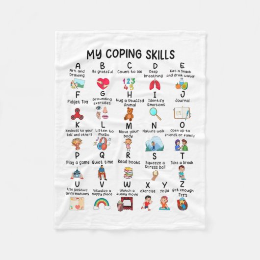 Counselor Mijn Coping Skills Alfabet Geestelijke G Fleece Deken (Voorkant)