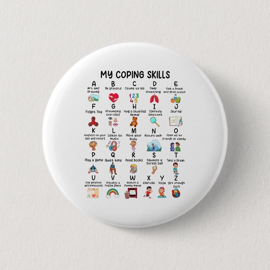Counselor Mijn Coping Skills Alfabet Geestelijke G Ronde Button 5,7 Cm (Voorkant)