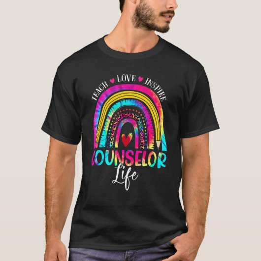 Counselor Teacher Rainbow Tie Dye First Day Of Sch T-shirt (Voorkant)