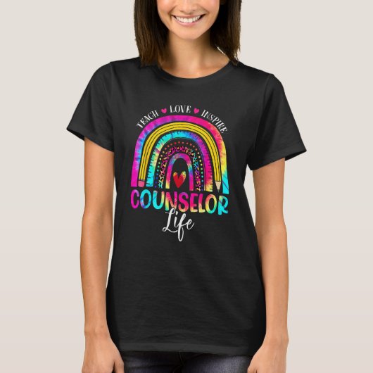 Counselor Teacher Rainbow Tie Dye First Day Of Sch T-shirt (Voorkant)