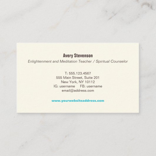 Counselor Turquoise Blue Tree Visitekaartje (Achterkant)