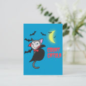 Count Catula Funny Halloween Cat Pun Briefkaart (Staand voorkant)
