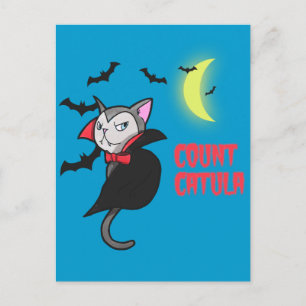 Count Catula Funny Halloween Cat Pun Briefkaart