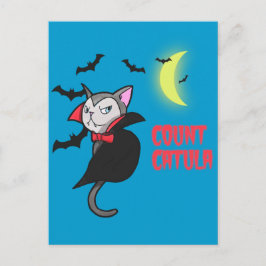 Count Catula Funny Halloween Cat Pun Briefkaart