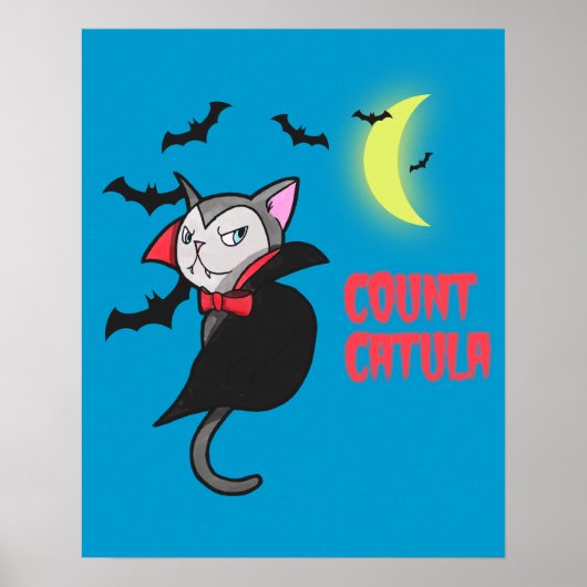 Count Catula Funny Pun Cartoon Poster (Voorkant)