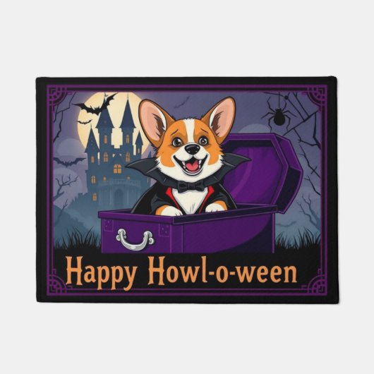 Count Corgi Happy Howl-o-ween Deurmat (Voorkant)
