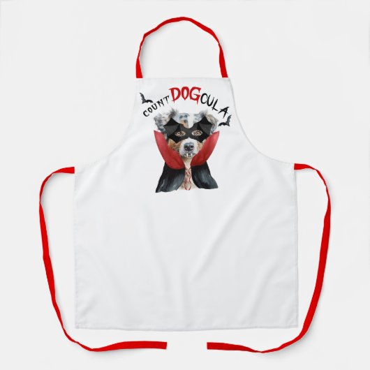 Count DOGcula Australian Shepherd Grappig Hallowee Schort (Voorkant)