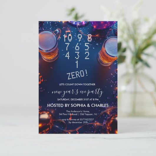 Count Down Drink het oudejaarsfeest van Confetti Kaart (Staand voorkant)
