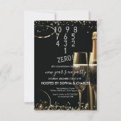 Count Down Witte Champagne Nieuwjaarsfeest Kaart (Voorkant)