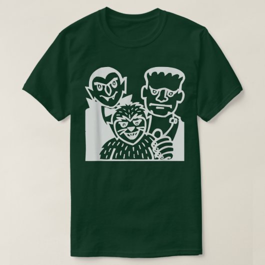 Count Dracula, Frankenstein and Wolfman Halloween T-shirt (Design voorkant)