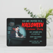 Count Dracula nodigt uit voor de Halloween Party Kaart (Staand voorkant)