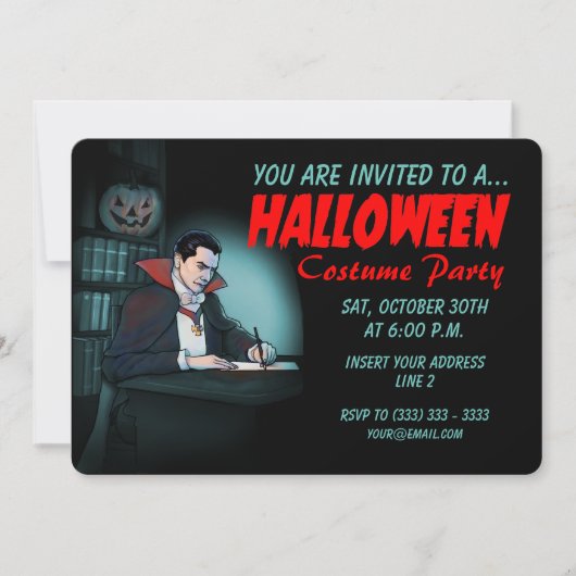 Count Dracula nodigt uit voor de Halloween Party Kaart (Voorkant)
