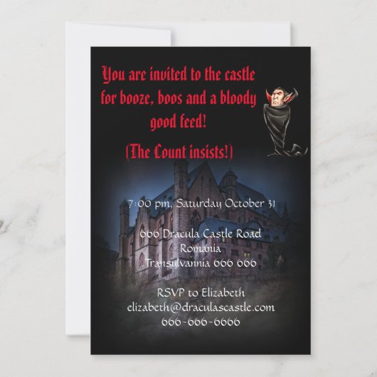 Count Dracula's kasteel Vampire Halloween Kaart (Achterkant)