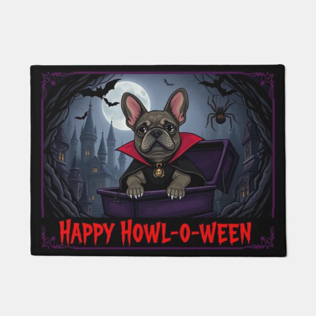 Count French Bulldog Happy Howl-o-ween Deurmat (Voorkant)