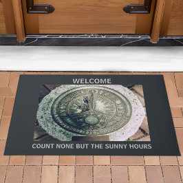 Count niets behalve Sunny Hours Sundial Welkom Deurmat