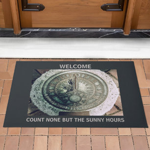 Count niets behalve Sunny Hours Sundial Welkom Deurmat