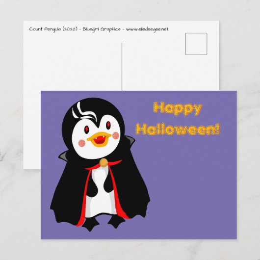 Count Pengula Happy Halloween Feestdagenkaart (Voorkant / Achterkant)