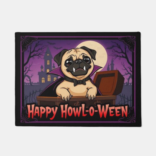 Count Pug Happy Howl-o-Ween Deurmat (Voorkant)
