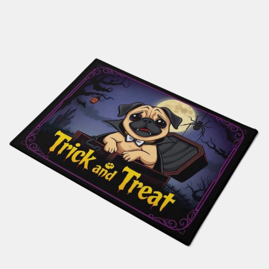 Count Pug Trick And Treat Deurmat (Schuin)