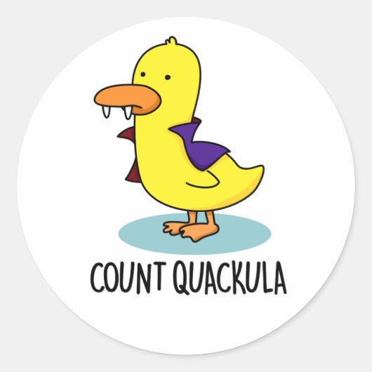 Count Quackula Funny Duck Pun Ronde Sticker (Voorkant)