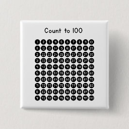 Count to 100 vierkante button 5,1 cm