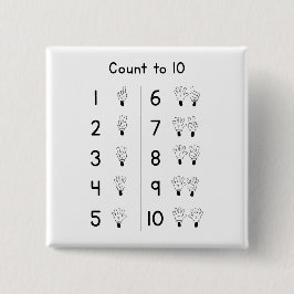 Count to 10 handgestures vierkante button 5,1 cm