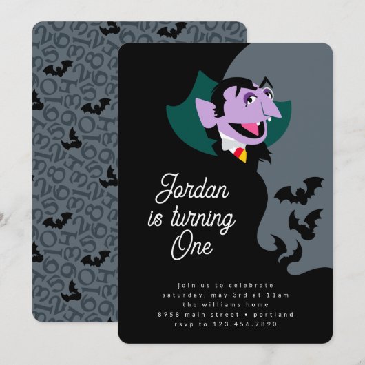 Count von Count Batty Birthday Bash Kaart (Voorkant / Achterkant)