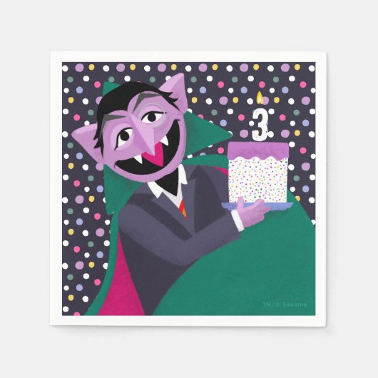 Count Von Count Confetti Verjaardag Servet (Voorkant)