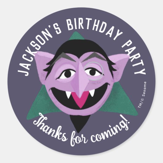Count von Count Gezicht Verjaardagsfeest Ronde Sticker (Voorkant)