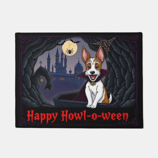 Count Wire Fox Terrier Happy Howl=o=ween Deurmat (Voorkant)