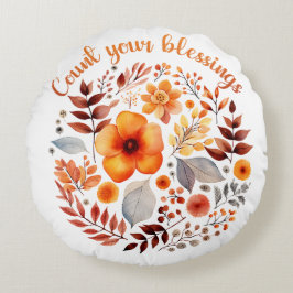 Count Your Blessings – Autumn Floral Wreath Rond Kussen