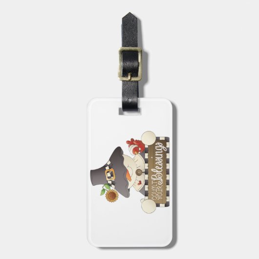 Count Your Blessings Snowman Pilgrim Bagagelabel (Voorkant verticaal)