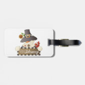 Count Your Blessings Snowman Pilgrim Bagagelabel (Achterkant horizontaal)