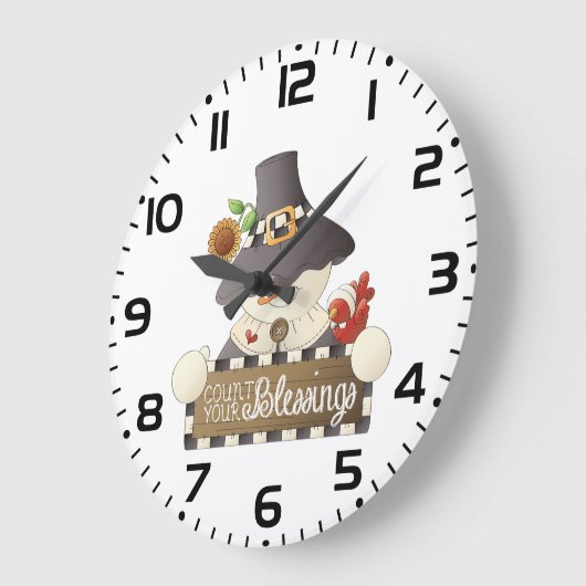 Count Your Blessings Snowman Pilgrim Grote Klok (Hoek)