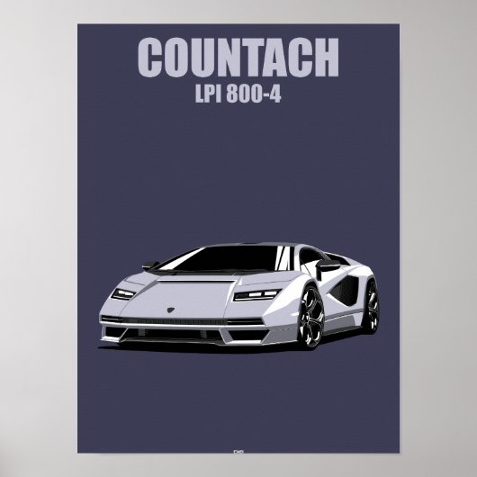 Countach Hybride Supercar Minimalistische Illustra Poster (Voorkant)