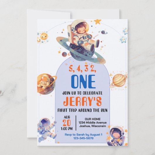 Countdown Astronaut Outer Space Verjaardag Kaart (Voorkant)